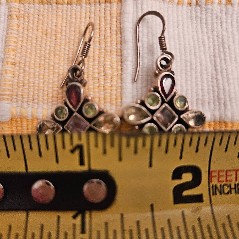 Sterling Silver Semi-Precious Stone Dangle Earrings - Picture 6 of 6